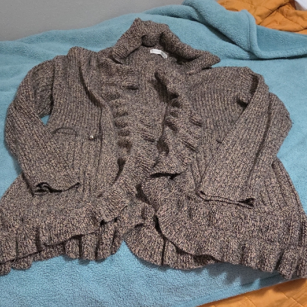 Jon & Anna Ruffled Knit Sweater - Brown